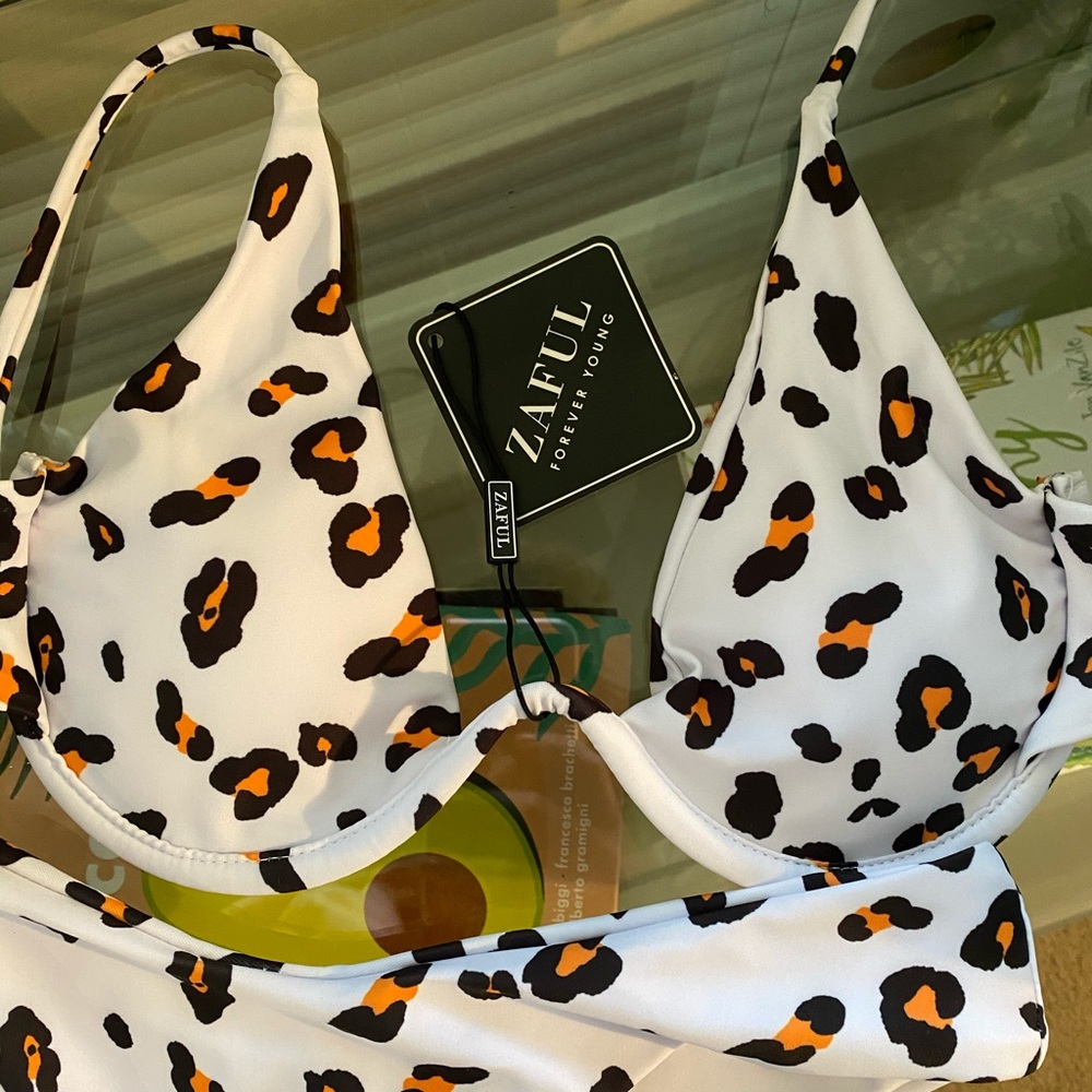 Zaful white leopard bikini set